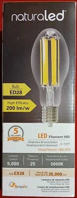 NaturaLED® LED Bulb ~ 4625 LED25FHID ~ 25W ~5000K~ 5000 Lumens ~ED28 ~ EX39 Base - Image 1 of 4