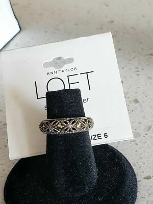 Ann Taylor Sterling SilVER Marcasite Ring Silver Set Size 6 -NEW - Image 1 of 4