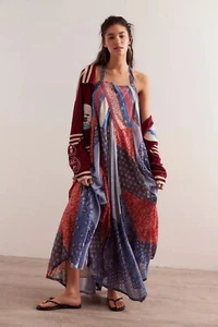 NWT Free People Heritage Maxi Dress We The Free Flag Bandana Americana Combo Xs. - Picture 1 of 12