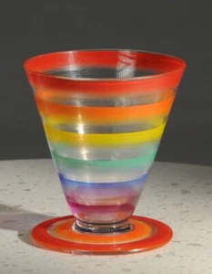 6 gafas de jugo vintage pintadas a mano de 4 oz 3" decorativas/mediados de siglo muy raras - Imagen 1 de 9
