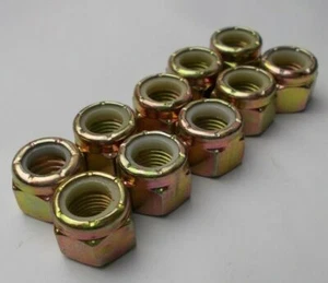 Nylon Lock Hex Nut 3/8"-24 Fine Thread " 10 Nuts "  Grade 8 Zinc 3/8-24 - Picture 1 of 4