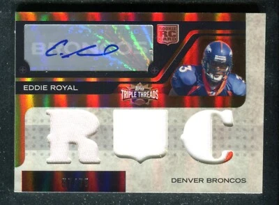 2008 Topps Triple Threads Sepia Triple Jersey Eddie Royal RC /75 Denver Broncos - Image 1 of 2