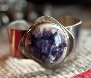Old Pawn Purple Chariote Sterling & Silver Native American Modernistic Cuff - Picture 1 of 6