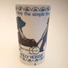 Vintage 1981 Holly Hobbie Plastic Cup Enjoy the Simple Things Blue Floral