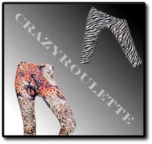 Sexy Leggings da Donna Leopardo Zebra Pantaloni Capri Jeans Skinny Anca 36/38 - Bild 1 von 1