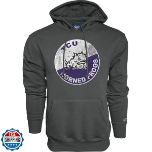 Blue 84 Men's TCU Horned Frogs Hoodie Vintage Cap Dark Heather, Dark Grey, Me - Picture 1 of 4