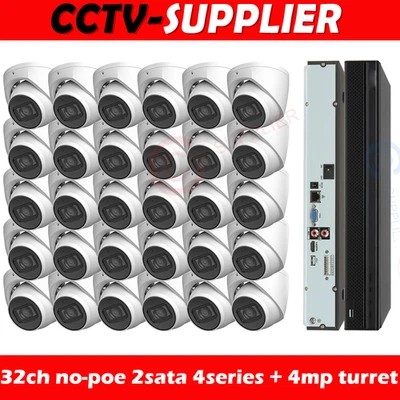 Valucam 4MP IP Camera AI PoE MIC+4Series 32CH NO-POE 2SATA-Support 4KS3 NVR Lot