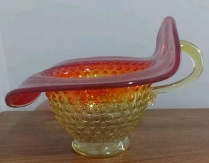 Kanawha Amberina Hobnail Bowl /Pitcher w/Handle Jack in Pulpit Top UV Reactive - Picture 1 of 16