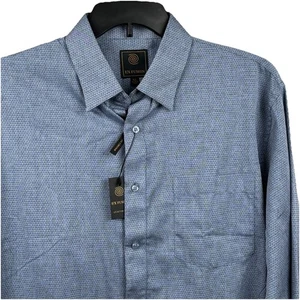 NWT F/X Fusion Men XL Button Up Shirt Blue Geometric Long Sleeve Pocket New - Picture 1 of 7