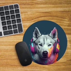 Siberian Husky Round Mouse Mat Pad Computer PC Laptop Gaming DJ Headphones - Picture 1 of 2