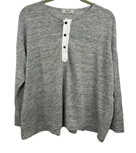 Ichi Antiquities Linen Shirt Heathered Large XL Linen Japan Henley Long Sleeve - Picture 1 of 6