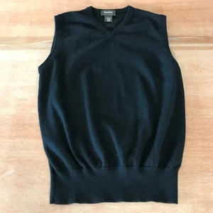 Neiman Marcus Sweater Vest Men L Black V Neck Merino Wool Silk Preppy - Picture 1 of 9