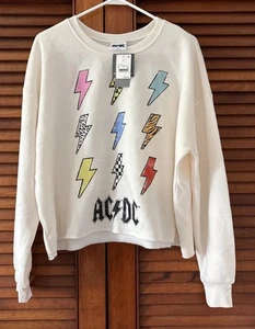 AC/DC Hello Gorgeous Cropped Light Weight Sweatshirt Size L NWT - Picture 1 of 5