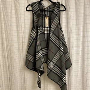 Poncho a quadri Quagga grigio antracite taglia unica nuovo con etichette più classico autunno - Foto 1 di 4