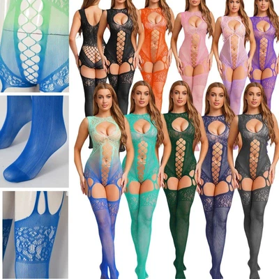 Macacão feminino bodysuit chemises bodystockings cobertura floral renda sem mangas - Imagem 1 de 3