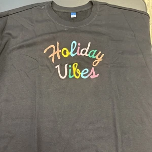 Maglione Felpa "Holiday Vibes" Nero Navy Vecchia Lunghezza Tunica - 3x - Foto 1 di 4