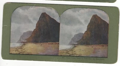East Face, ROCK OF GIBRALTAR, By Moonlight (Southern Spain), c1900's Stereoview - Image 1 of 2