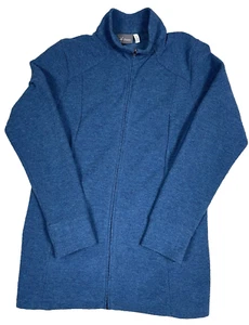 Ibex BACKBAY Zque Merino Wool Tunic Jacket Womens XL Blue Full Zip Mock Neck - Picture 1 of 11