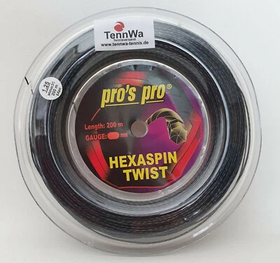 TOPSELLER: 200m Tennissaite (0,16€/lfd. m) Pros Pro Hexaspin TWIST 1,25 SCHWARZ