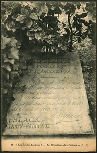 Asnières-Clichy Dog Cemetery Cimetière des Chiens Lussette Gravestone Antique PC - Picture 1 of 2