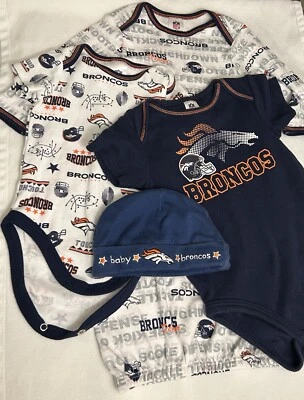 Denver Bronco Fútbol NFL Bebé Infante Una Pieza y Sombrero Talla, 0-3, 3-6, 6-12 Foto 1 de 4