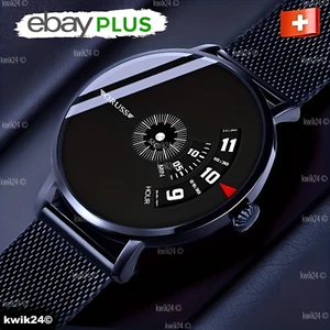 Reloj de Pulsera Hombres Cuarzo Acero Inox Mesh Negro Ultra Delgado - Bild 1 von 4