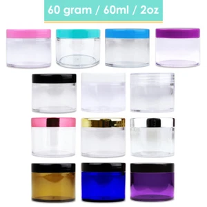 12pcs 2oz/60g High Quality Thick Acrylic Plastic Jar Sample Containers BPA FREE - Picture 1 of 83