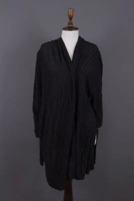 Cárdigan Suéter Vintage MADERA REDONDA Negro Frente Abierto Capa Talla Única Foto 1 de 4