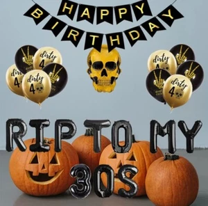 40th Birthday Balloon Set Foil Mylar Balloon Set "RIP To My Thirties" - Picture 1 of 4