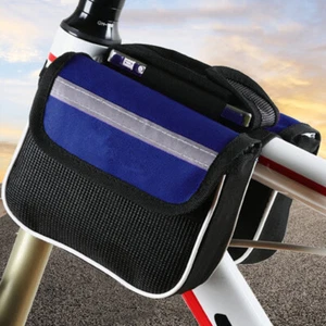 MTB Bike Saddle Bag Frame Front Top Tube Cycling Phone Case Pouch (Blue) - Picture 1 of 7