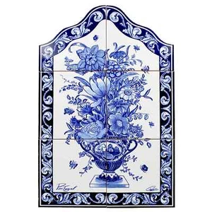 Blue Flowers Portuguese Ceramic Tile Art Wall Panel Mural Decor - Picture 1 of 4