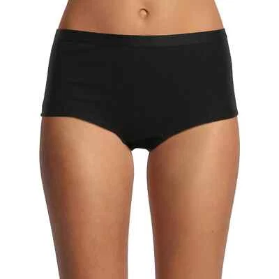 No Boundaries Women's Cotton Shine Boyshort Panties Size MEDIUM Solid Black - Image 1 of 2