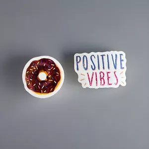 Stickers Sprinkle Donut Positive Vibes - iPhone Android Laptop Tablet Bottle Cup - Picture 1 of 3