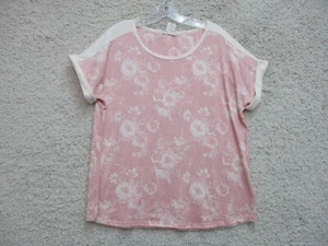 Lucky Brand Pajama Top Shirt 2XL XXL Pink Short Sleeve Floral Stretch Womens F23 - Picture 1 of 9