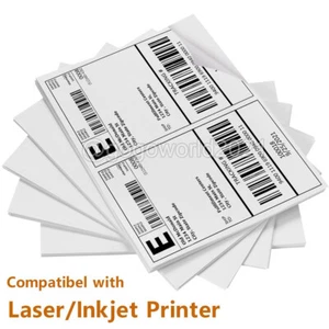 500 Shipping Labels 8.5" x 5.5" Half Sheets Blank Self Adhesive 2 Per Sheet USA - Picture 1 of 5