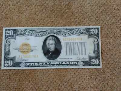 1928 GOLD $20 TWENTY DOLLAR BANKNOTE, CRISP, VERY NICE, XF/XF+, GOLD SEAL - Image 1 of 4