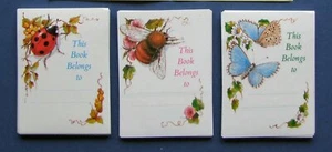 Vintage 1980s self adhesive bookplates. 48 insect/nature: ladybird/bee/butterfly - Imagen 1 de 2