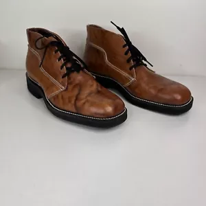 Vintage Foot-so-Port Brown Leather Ankle Boots Mens Size 8C By Supreme - Picture 1 of 8