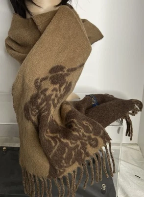 Polo Ralph Lauren Big Pony Gigante Pony Lana 2 Caras Bufanda Tostado/Marrón Hecho en Italia Foto 1 de 4