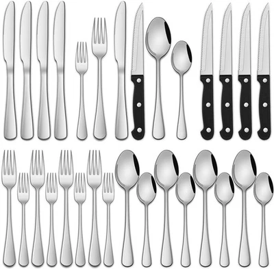 24-Piece Silverware Set with Steak Knives,Flatware Set Service for 4 Person, - Image 1 of 4