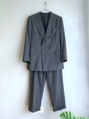 Brioni Men's Grey Stripeed Double-Breasted Wool Suit, Size 56 /L - Image 1 of 4