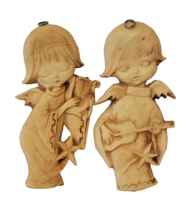 PLACAS COLGANTES DE PARED ÁNGEL México RESINA Navidad Kitsch Años 70 Instrumentos Foto 1 de 4