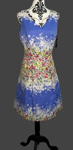 Tahari Arthur Levine Sleeveless Fit & Flare Short Floral Dress Size Uk 14 USA 10 - Picture 1 of 9