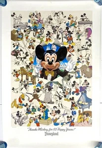 Póster Boyer 60 cumpleaños Disneyland Mickey Mouse difícil de encontrar con sello en relieve - Imagen 1 de 2
