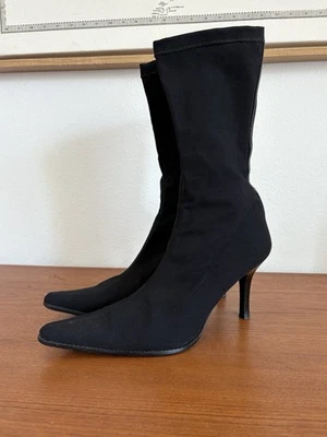 Martinez Valero Negro Medio Pantorrilla Elastizado Calcetín Botas Cuero Mujer’s Talla 10 Foto 1 de 4