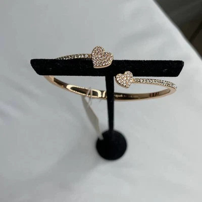 Brazalete Kate Spade tuyo verdaderamente corazón pavimentado bisagra abierta oro rosa/transparente  Foto 1 de 4