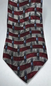 J Ferrar Men's Grey Patterned 100% Silk Neck Tie Made Italia - Picture 1 of 4