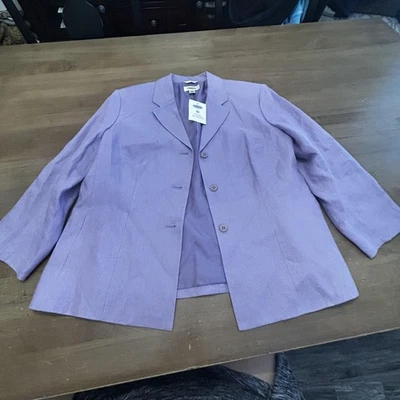 Talbots Blazer Womens 16 Purple Irish Linen Lined Jacket 3 Button Classic Career - Image 1 of 4