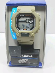 Casio Illuminator Herren Digital Hellbraun Harz Band Uhr Brandneu! D2 - Bild 1 von 8
