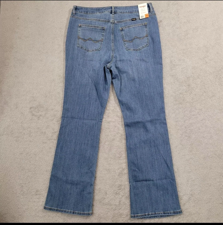 Wrangler Jeans Womens 16 Blue Denim Stretch High Rise Bootcut 36x32